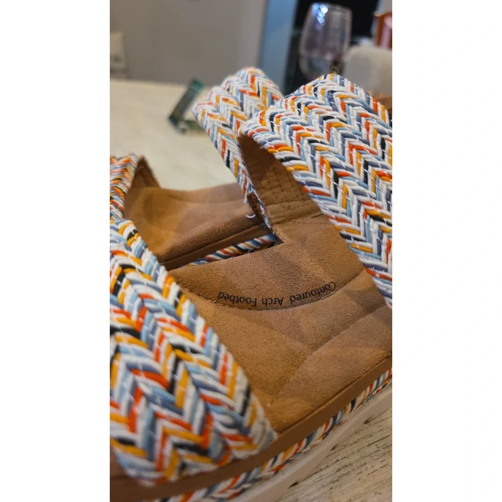 Jambu Destiny Womens 10M Multi Color Woven Platform Wedge Sandals J4DES15 Boho